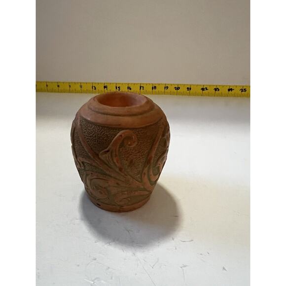 Pate & Bass Terracotta Vase Vintage 1992 Decorative Art Pottery Clay Votive Rare - Picture 11 of 11